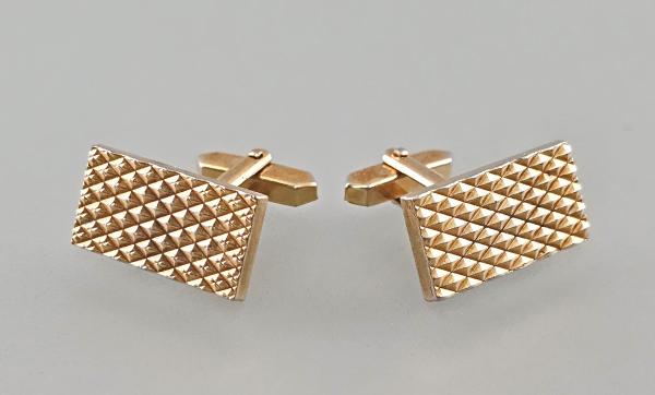 Paar Manschettenknöpfe geometrisches Dekor Vintage 2,5x1,2cm