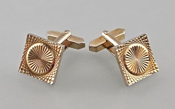 Paar Manschettenknöpfe geometrisches Dekor Vintage 1,5x1,5cm