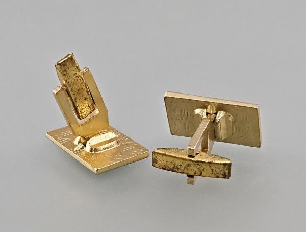 Paar Manschettenknöpfe vergoldet Bicolor Vintage 2x1,3cm