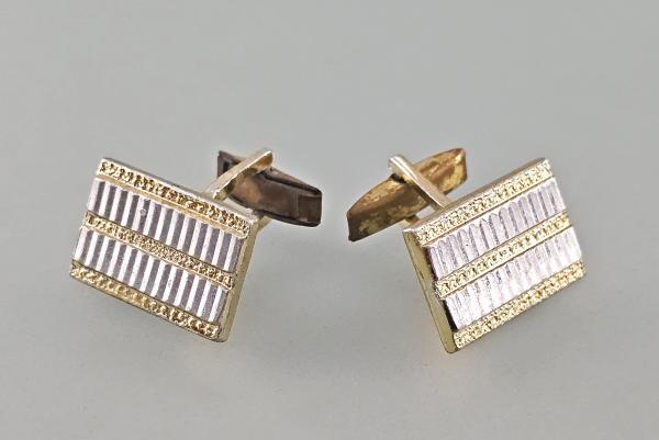 Paar Manschettenknöpfe vergoldet Bicolor Vintage 2x1,3cm