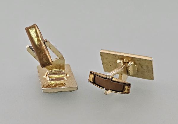 Paar Manschettenknöpfe vergoldet Bicolor Vintage 2x1,3cm