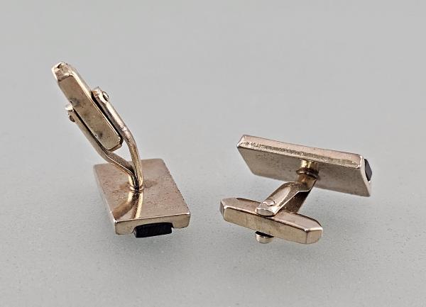 Paar Manschettenknöpfe Vintage schwarz Bakelit 2,2x1,2cm