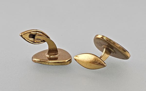 Paar Manschettenknöpfe goldfarben Perlmutt Vintage D2cm