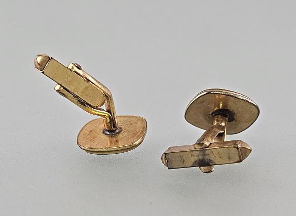 Paar Manschettenknöpfe goldfarben Perlmutt Vintage 1,5x1,5cm