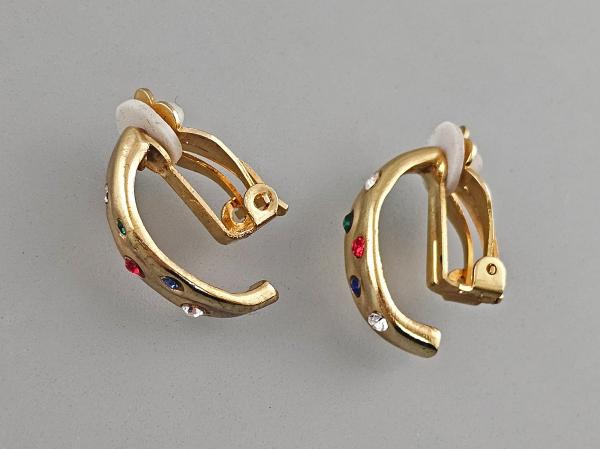 Vintage Ohrclips Modeschmuck bunte Steine 2,5x1,5x0,8cm