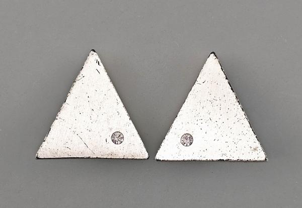 Vintage Ohrclips Modeschmuck Dreieck weiße Steine 3x3cm