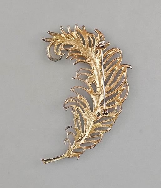 Modeschmuck-Brosche Vintage Feder Strasssteine