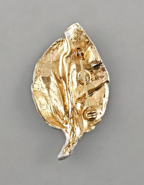 Modeschmuck-Brosche Vintage Blatt PB silberfarben
