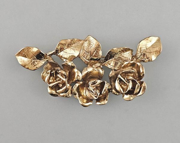 Modeschmuck-Brosche Vintage Rosenbukett vergoldet