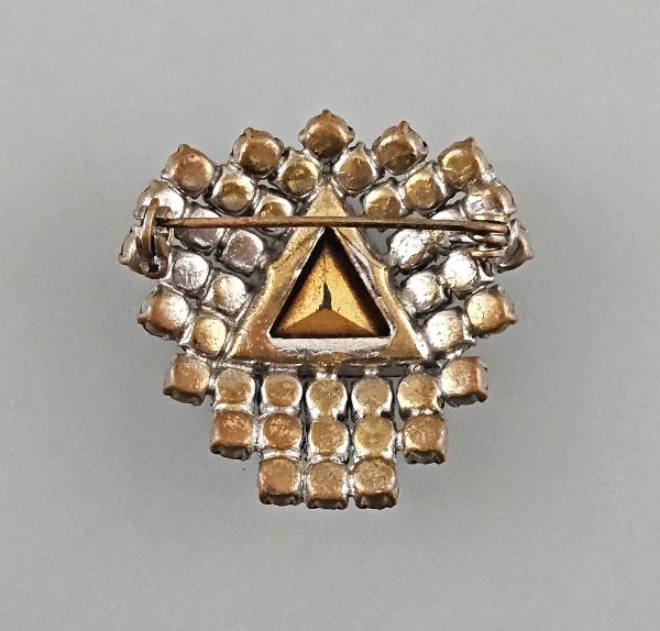 Modeschmuck-Brosche Vintage gelb-braune Strasssteine