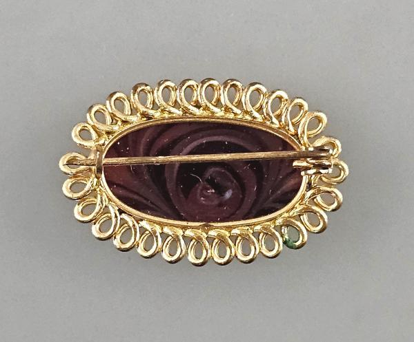 Modeschmuck-Brosche Vintage Tigerauge