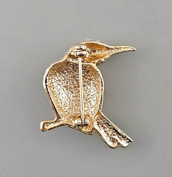 Modeschmuck-Brosche Vintage Vogel Emailarbeit Strasssteine