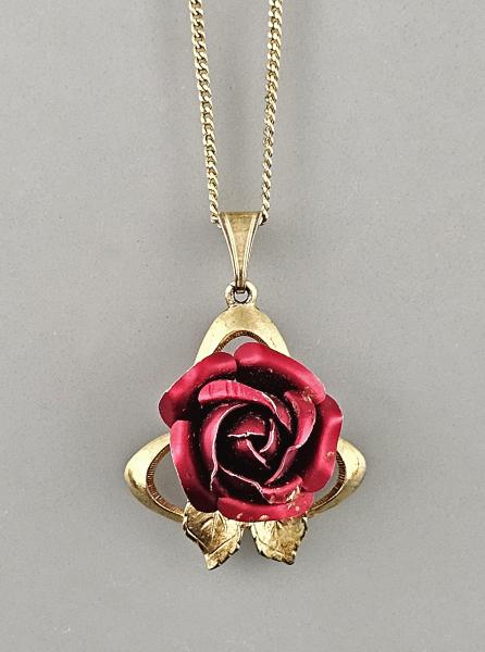 Modeschmuck-Kette Vintage Rosenblüte goldfarben