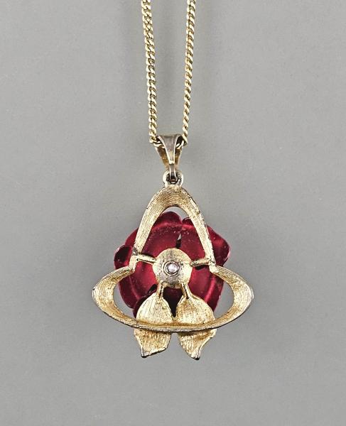 Modeschmuck-Kette Vintage Rosenblüte goldfarben