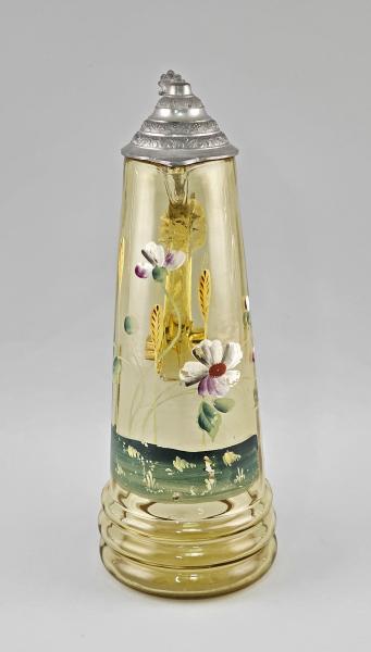 Krug Jugendstil mit Zinndeckel und Malerei