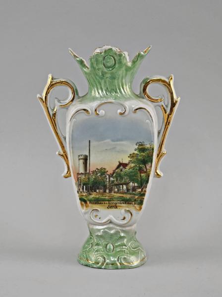 Andenken Henkelvase Forsthaus u. Kriegerdenkmal Jena