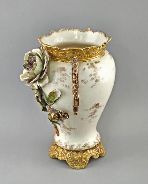 Große Majolika-Vase Blütenbelag