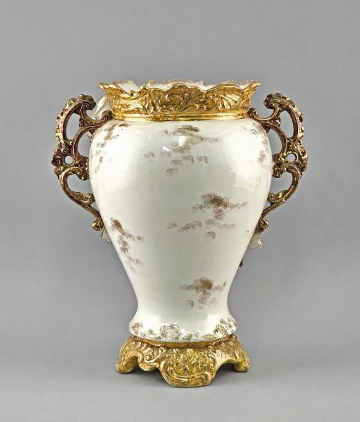 Große Majolika-Vase Blütenbelag