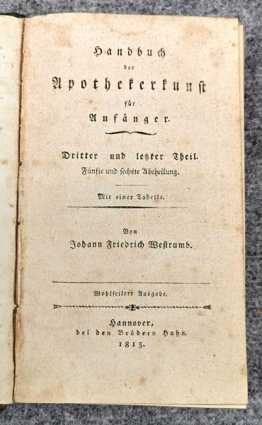 Westrumb, Handbuch der Apothekerkunst v. 1815