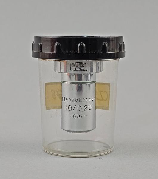 Mikroskop-Objektiv Carl Zeiss Jena Planachromat 10/0,25 160/- RMS Muster?