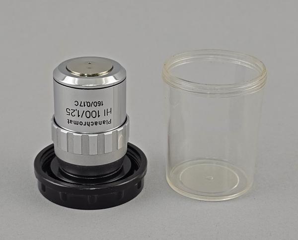 Mikroskop-Objektiv Carl Zeiss Jena Planachromat HI 100/1,25 160/0,17C RMS
