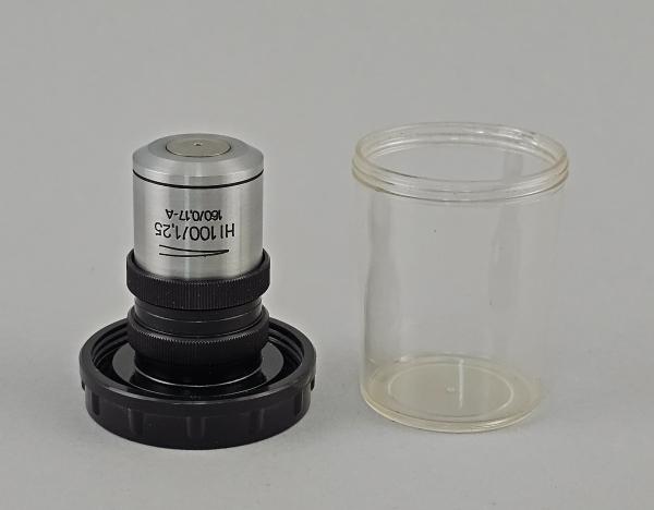Mikroskop-Objektiv Carl Zeiss Jena HI 100/1,25 160/0,17-A Irisblende RMS