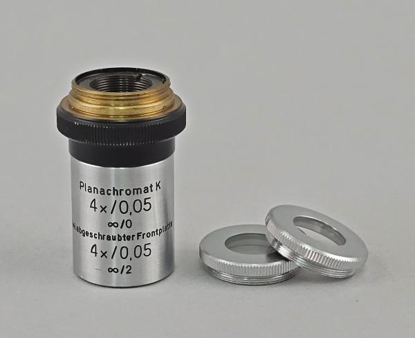 Mikroskop-Objektiv Carl Zeiss Jena Planachromat K 4x/0,05 ∞/0 ∞/2 RMS