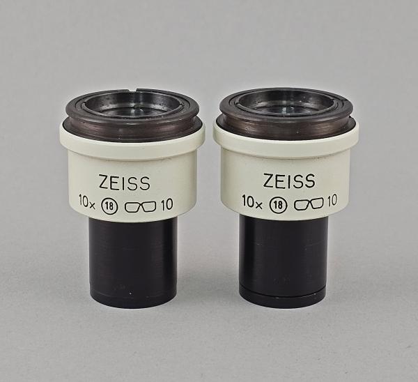 Mikroskop-Okular Paar Zeiss 10x 18 Brille 23,2mm Messokular Mikrometer