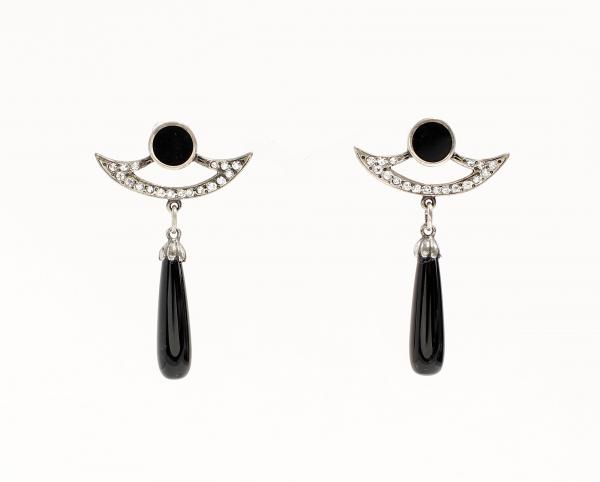 Ohrringe Onyx und Swarovski Steine