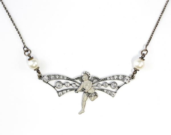 Collier "Putto" Swarovski und Perlen