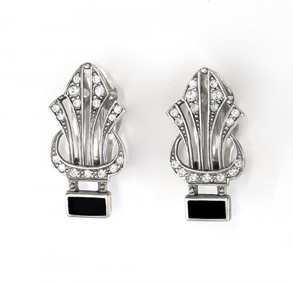 Onyx Ohrclips Swarovski Steine