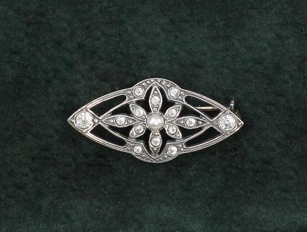 Jugendstil Brosche Swarovski und Perle