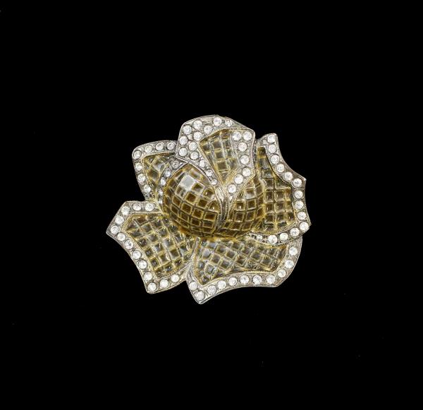 emailierte Jugendstil Brosche Swarovski