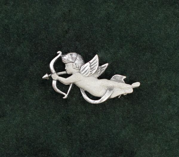 Jugendstil Brosche Amor mit Pfeil und Bogen