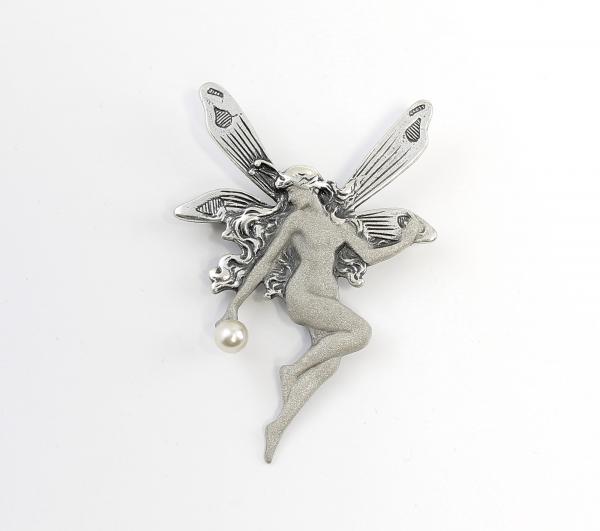 Jugendstil Brosche Elfe mit Perle