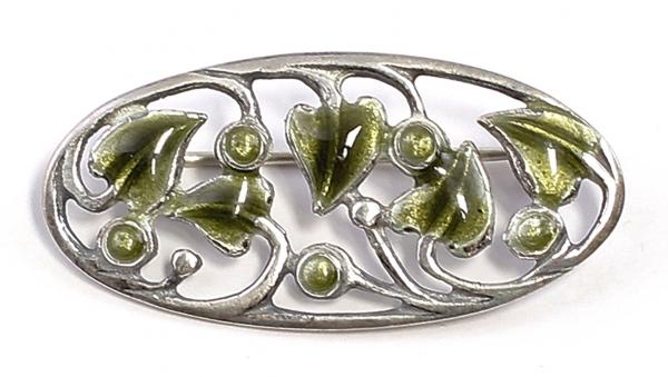emaillierte Jugendstil Brosche