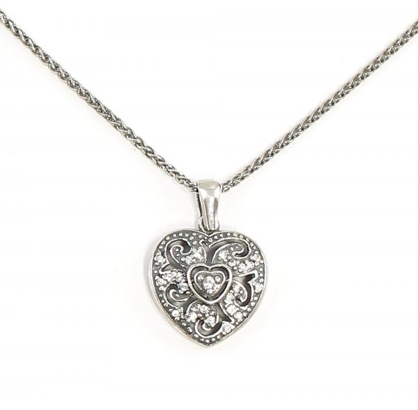 Jugendstil Anhänger Herz Kette Swarovski
