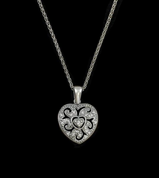 Jugendstil Anhänger Herz Kette Swarovski