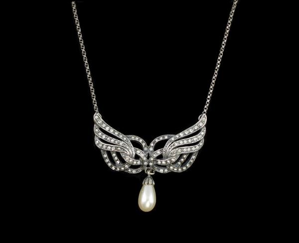Jugendstil Collier Swarovski und Perle