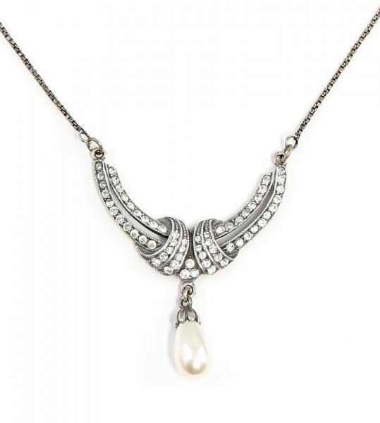 Jugendstil Collier Swarovski und Perle