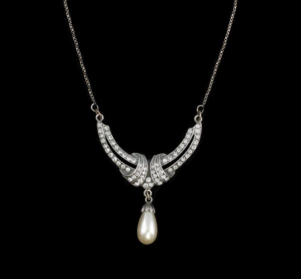 Jugendstil Collier Swarovski und Perle