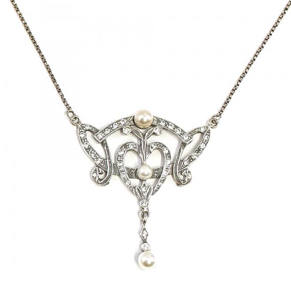 Jugendstil Collier mit Perlen Swarovski