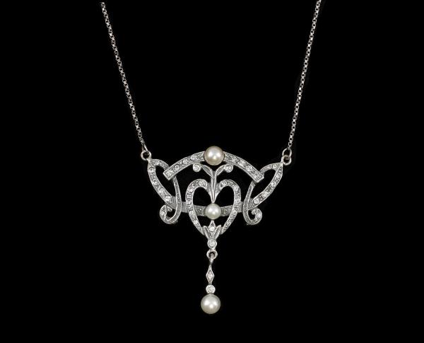 Jugendstil Collier mit Perlen Swarovski