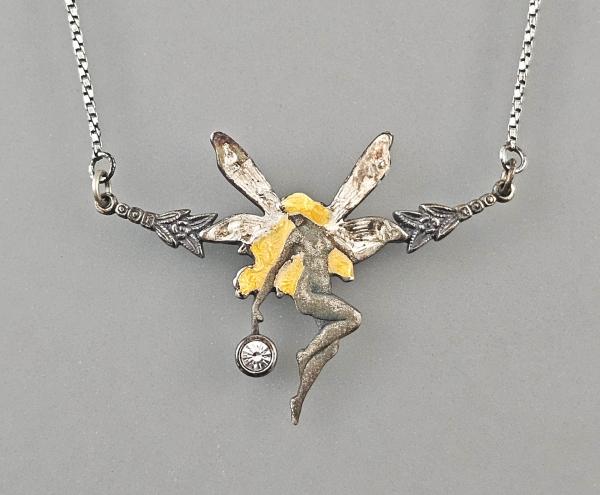 emailliertes Jugendstil Collier Elfe Swarovski