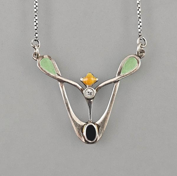 emailliertes Jugendstil Collier Swarovski