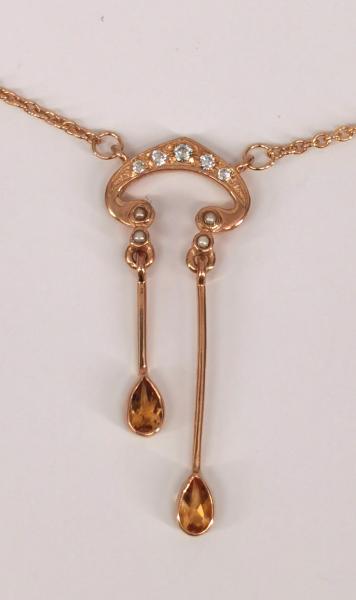 Collier rotvergoldet mit Citrin Zirkonia Perle