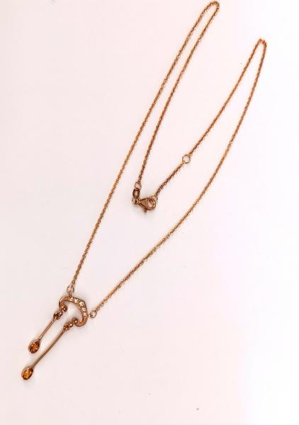 Collier rotvergoldet mit Citrin Zirkonia Perle