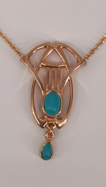 Collier rotvergoldet Türkis