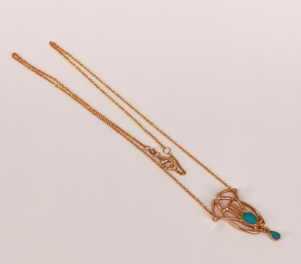 Collier rotvergoldet Türkis