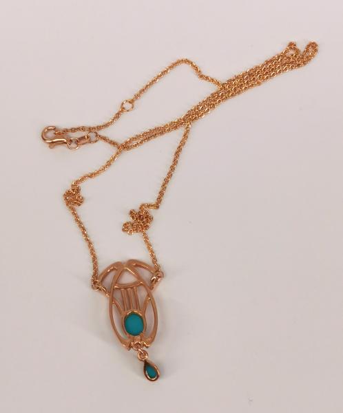 Collier rotvergoldet Türkis
